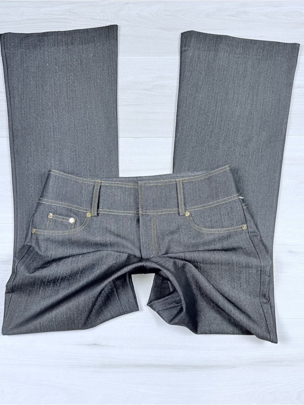 Vintage Y2K Cache Grayish Bootcut Jeans with Contrast Stitching